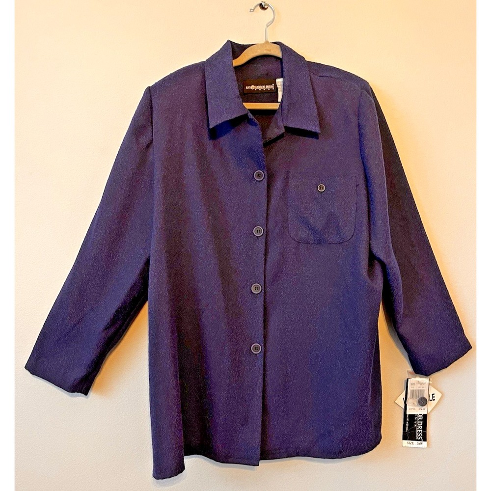 SAG HARBOR Button Up Blouse Blazer Size 20W Vintage 80s/90s Classy Workwear C11